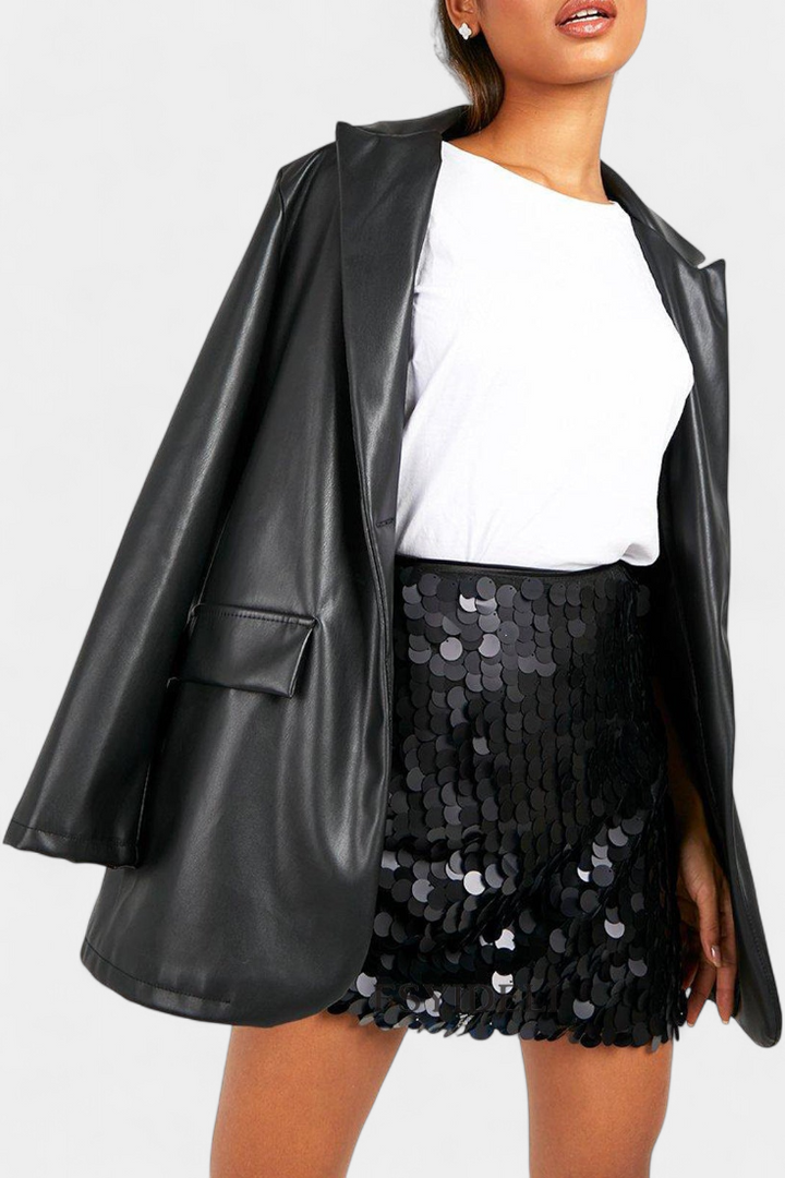Veena | Sequin Mini Skirt in Black, Gold, or Silver