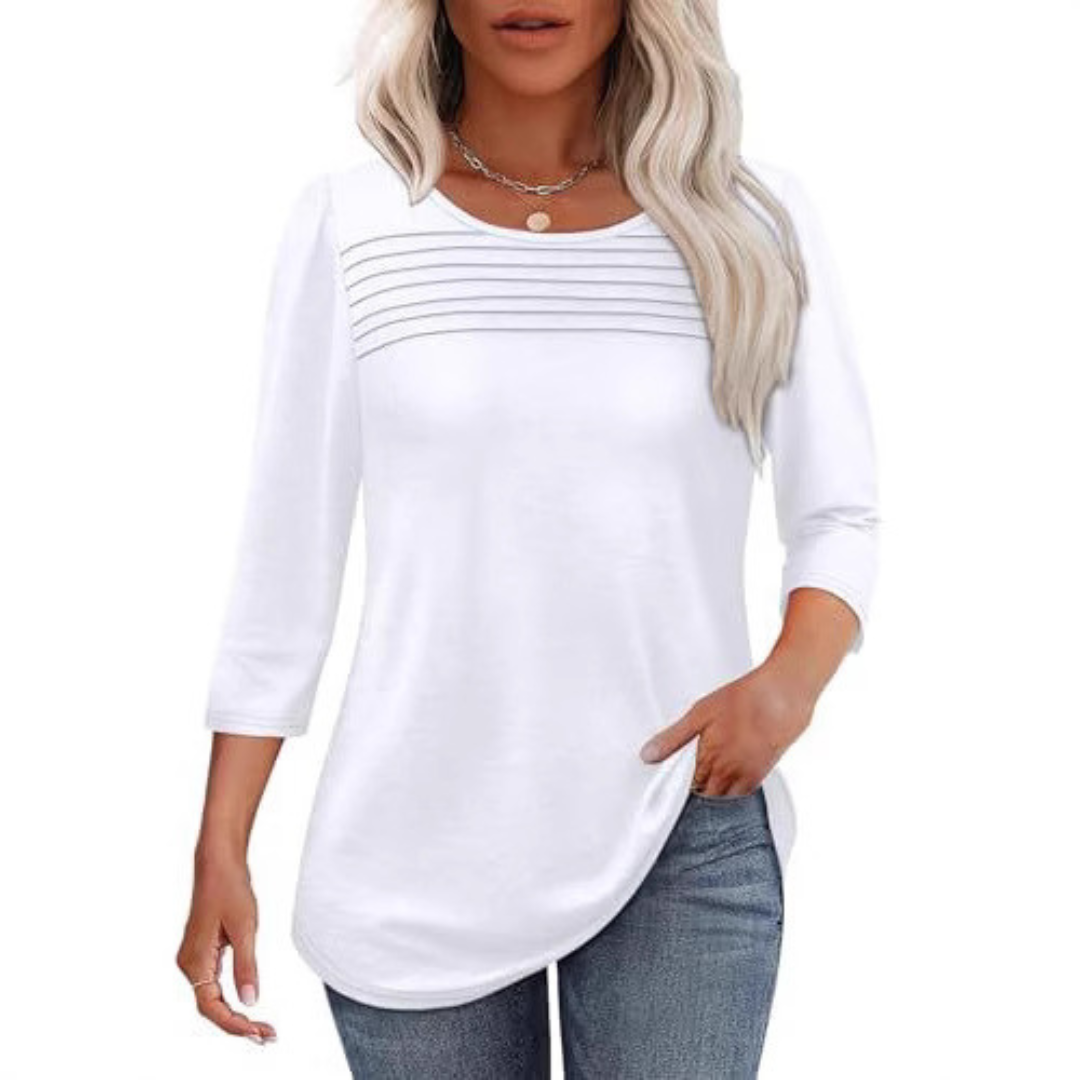 ALLISON | Top de Primavera Casual con Pliegues en el Frente