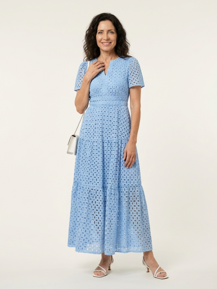 Brielle | Vestido midi de manga corta con escote en V