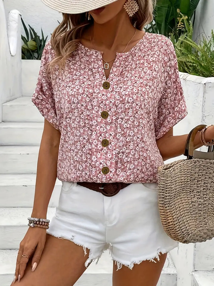 Wolena | Blusa con Escote de Flores Silvestres