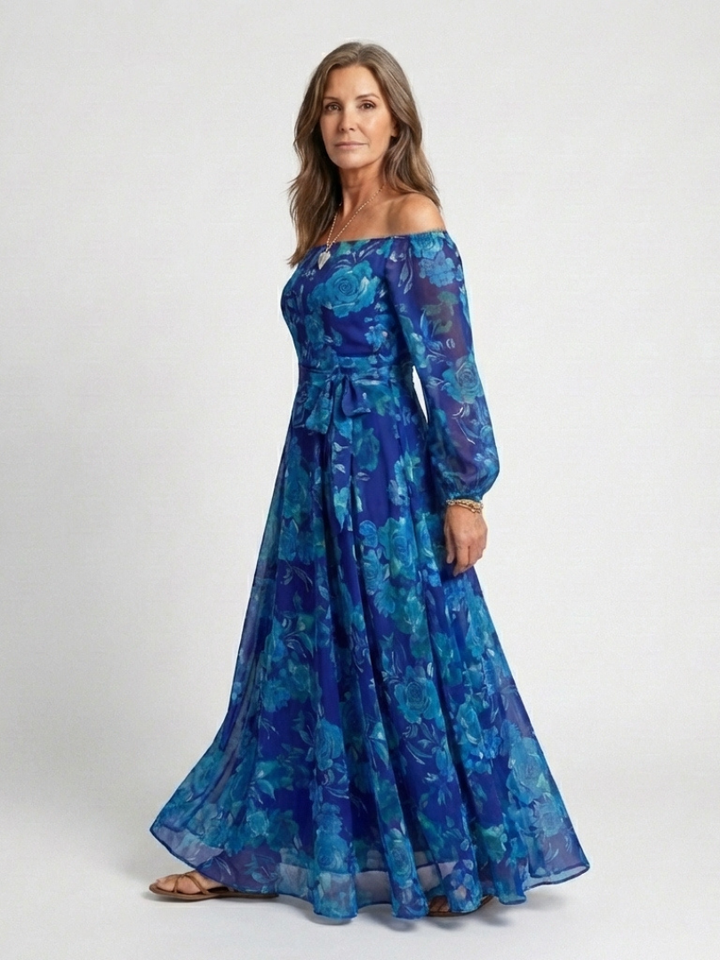Aspen | Vestido Maxi Floral sin Hombro