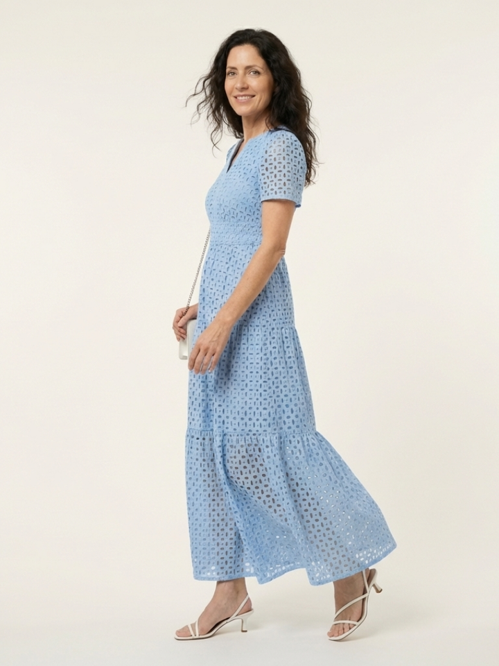 Brielle | Vestido midi de manga corta con escote en V