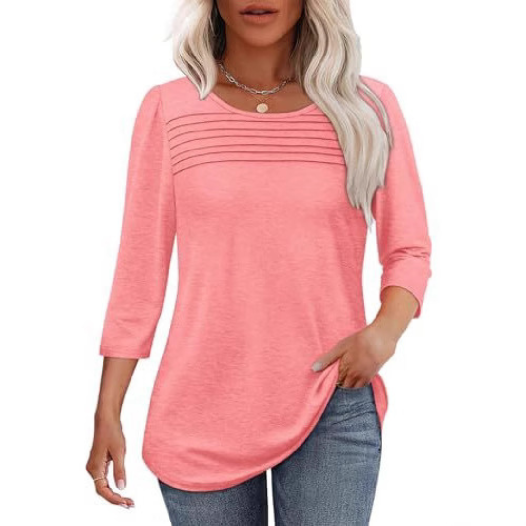 ALLISON | Top de Primavera Casual con Pliegues en el Frente