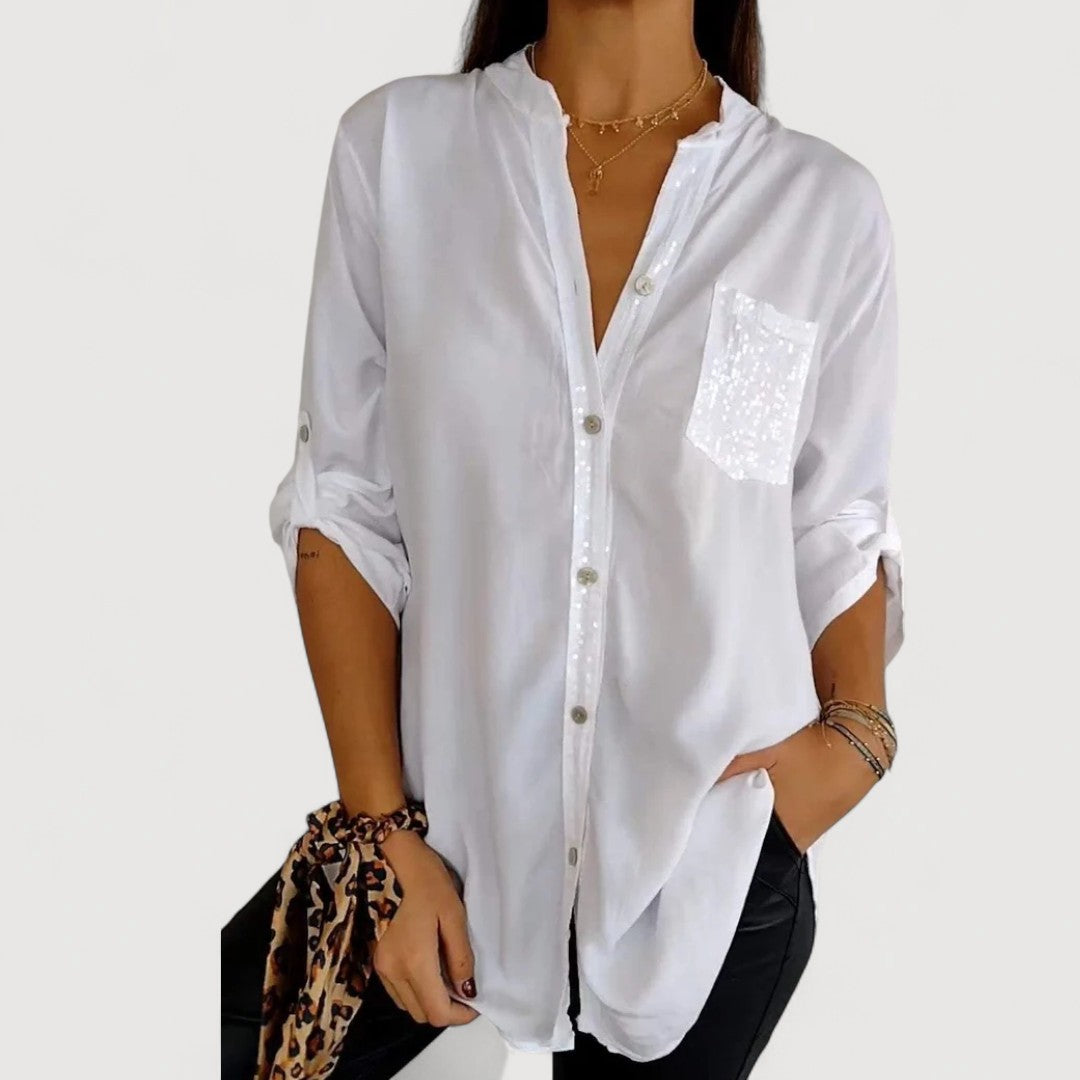 RENNA – BLUSA CON DETALLES DE LENTEJUELAS