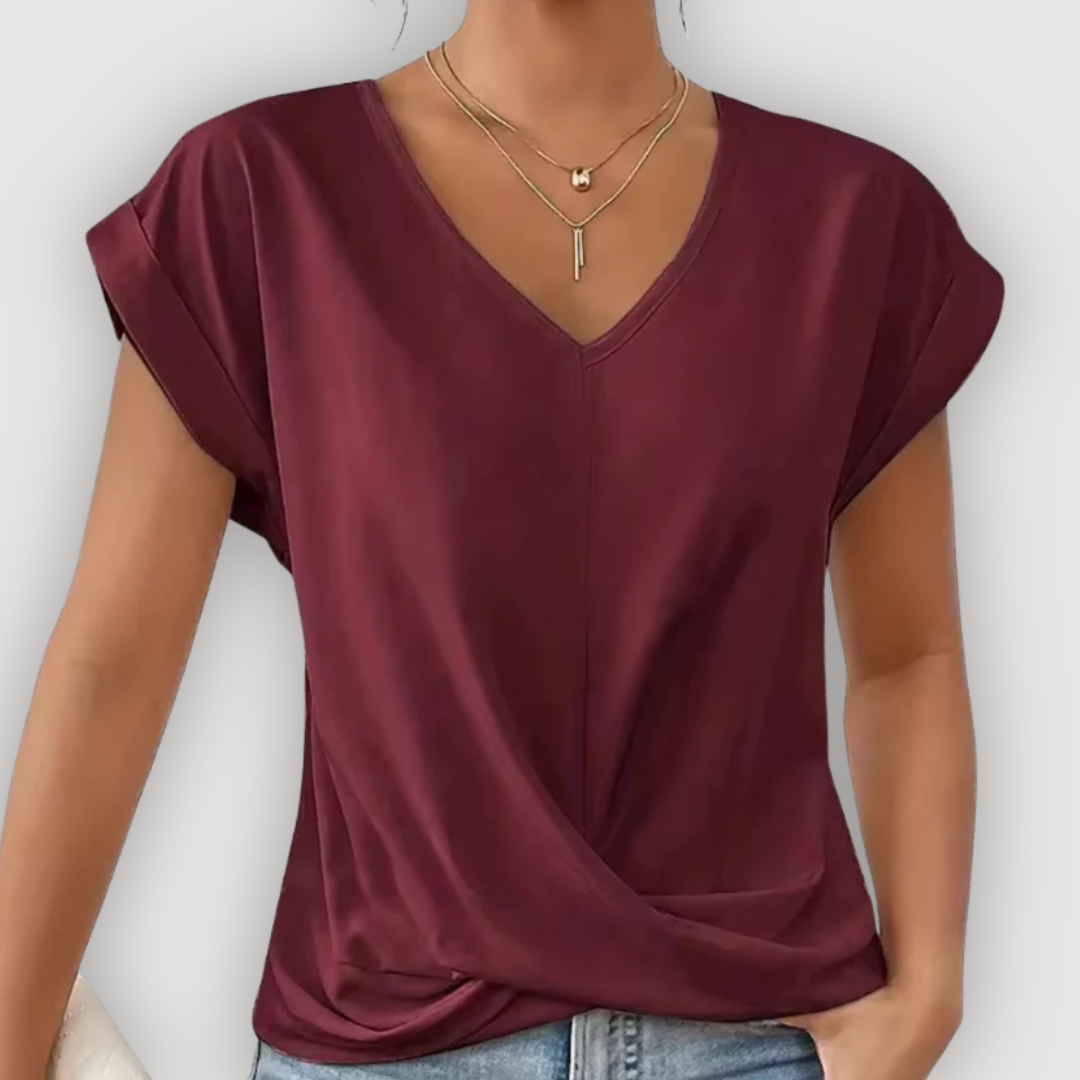 ARIA - DRAPED V-NECK BLOUSE
