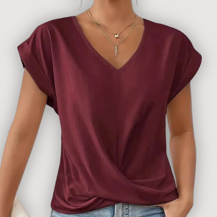 ARIA - DRAPED V-NECK BLOUSE