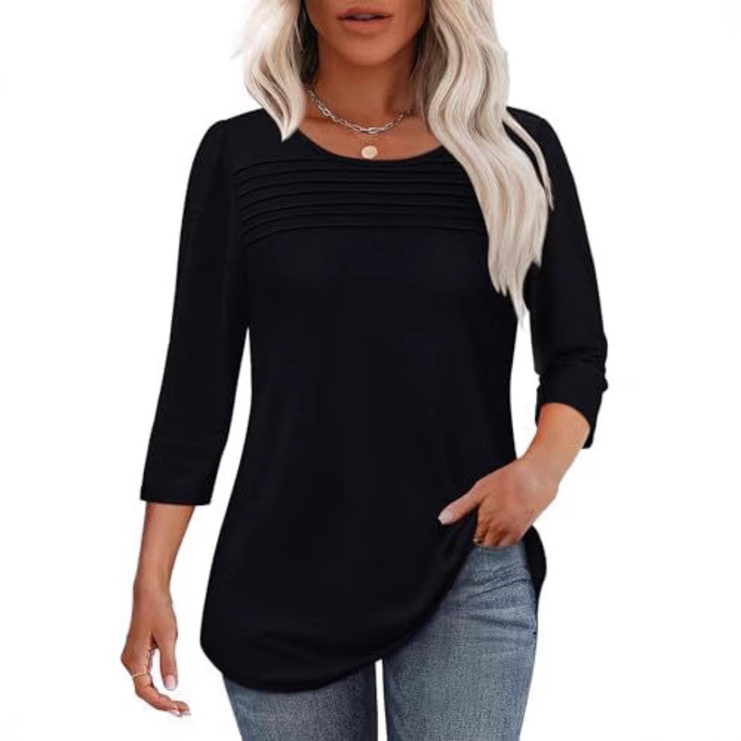 ALLISON | Top de Primavera Casual con Pliegues en el Frente