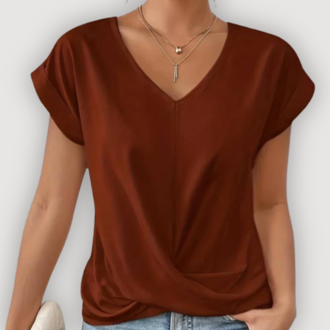 ARIA - DRAPED V-NECK BLOUSE