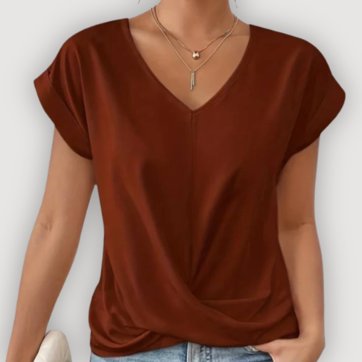 ARIA - DRAPED V-NECK BLOUSE