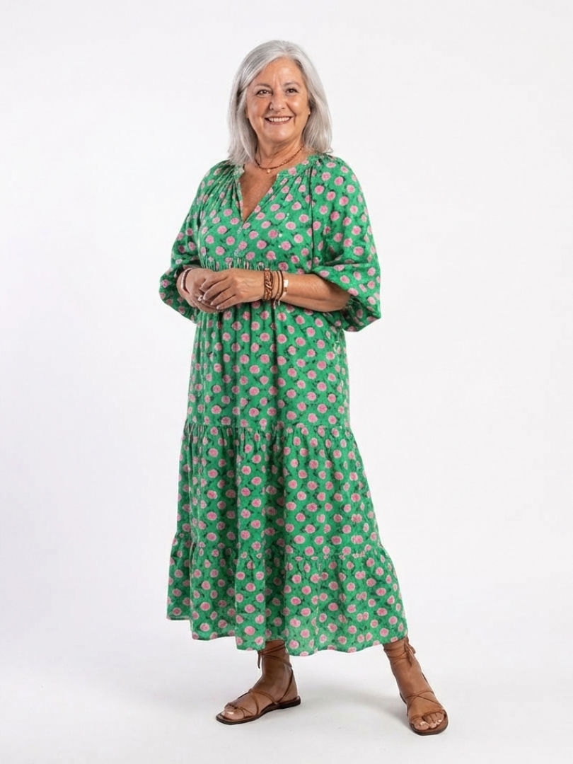Fiora | Vestido Midi de Escote en V con Estampado Floral