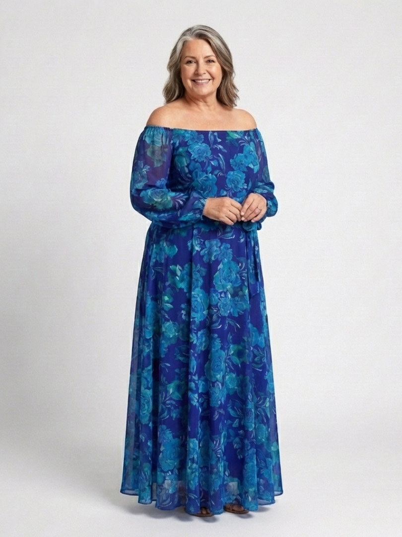 Aspen | Vestido Maxi Floral sin Hombro