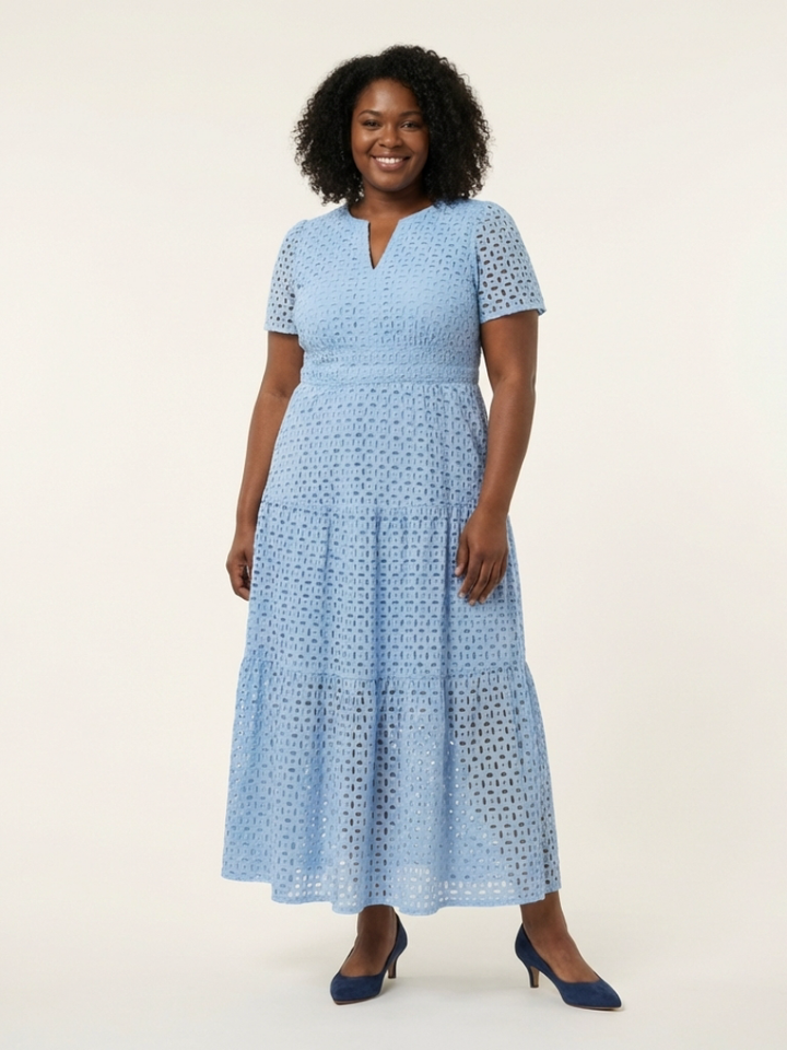 Brielle | Vestido midi de manga corta con escote en V