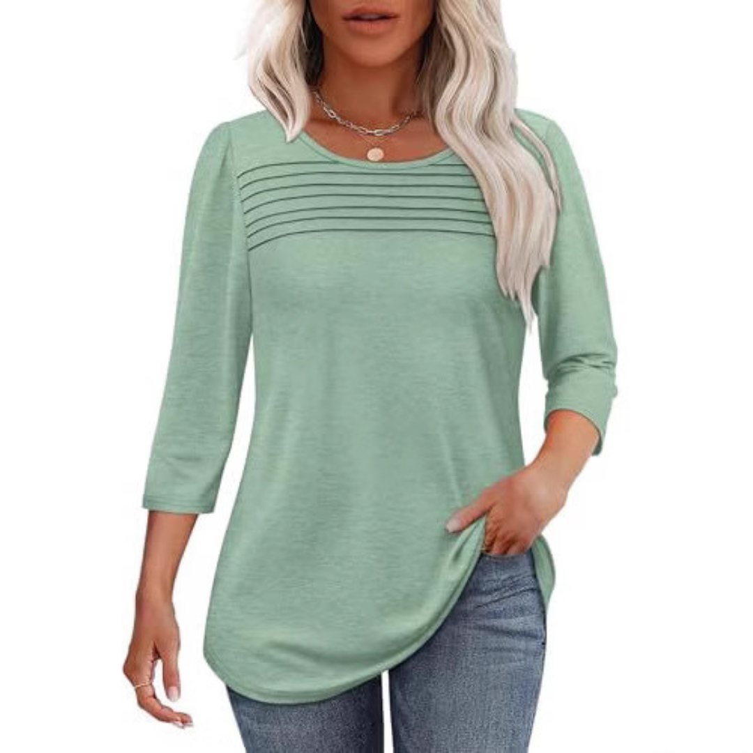 ALLISON | Top de Primavera Casual con Pliegues en el Frente