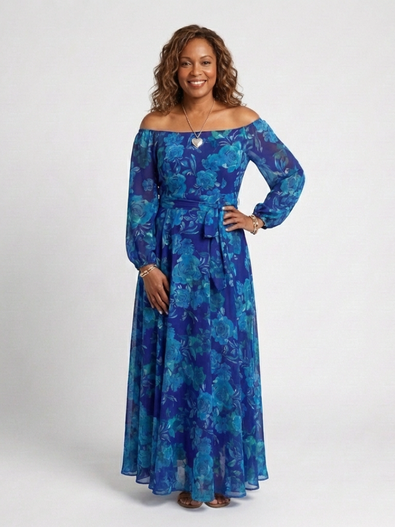 Aspen | Vestido Maxi Floral sin Hombro