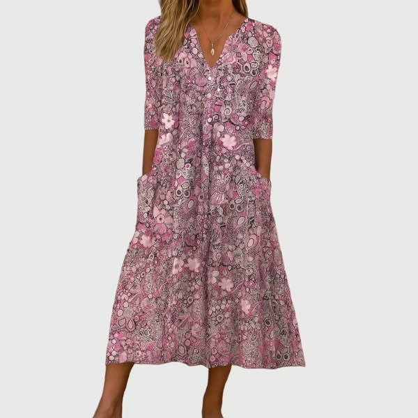 Evelyn | Vestido Midi Elegante Con Bolsillos