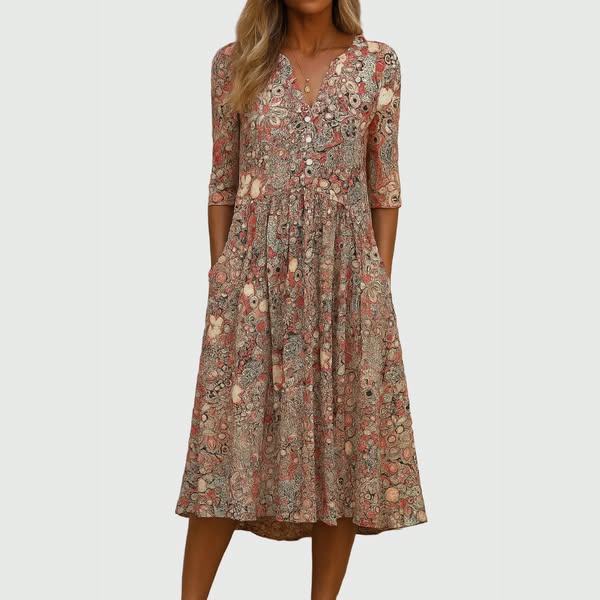 Evelyn | Vestido Midi Elegante Con Bolsillos