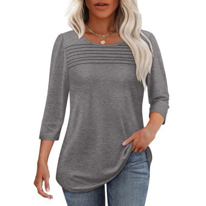 ALLISON | Top de Primavera Casual con Pliegues en el Frente