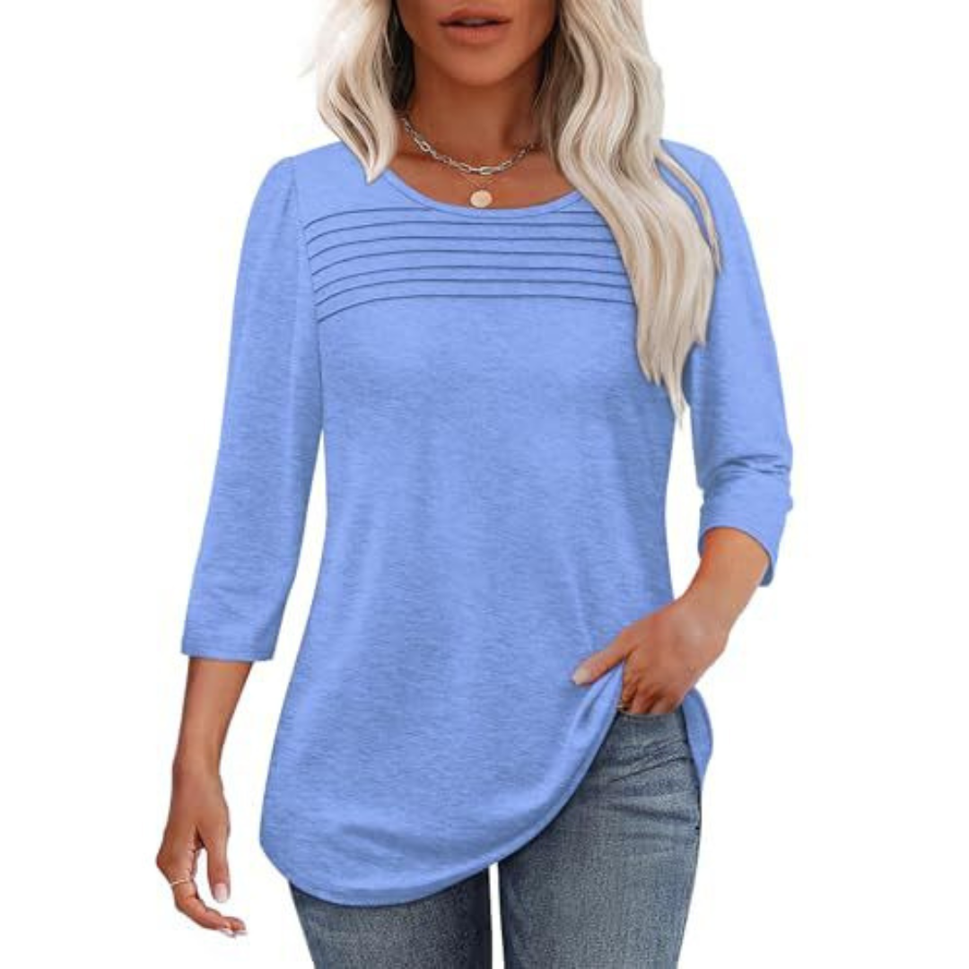 ALLISON | Top de Primavera Casual con Pliegues en el Frente
