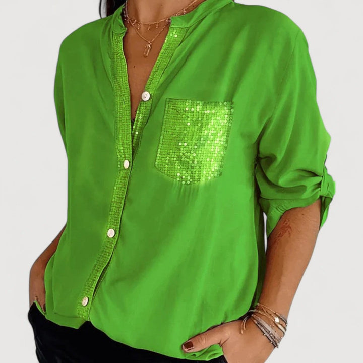 RENNA – BLUSA CON DETALLES DE LENTEJUELAS