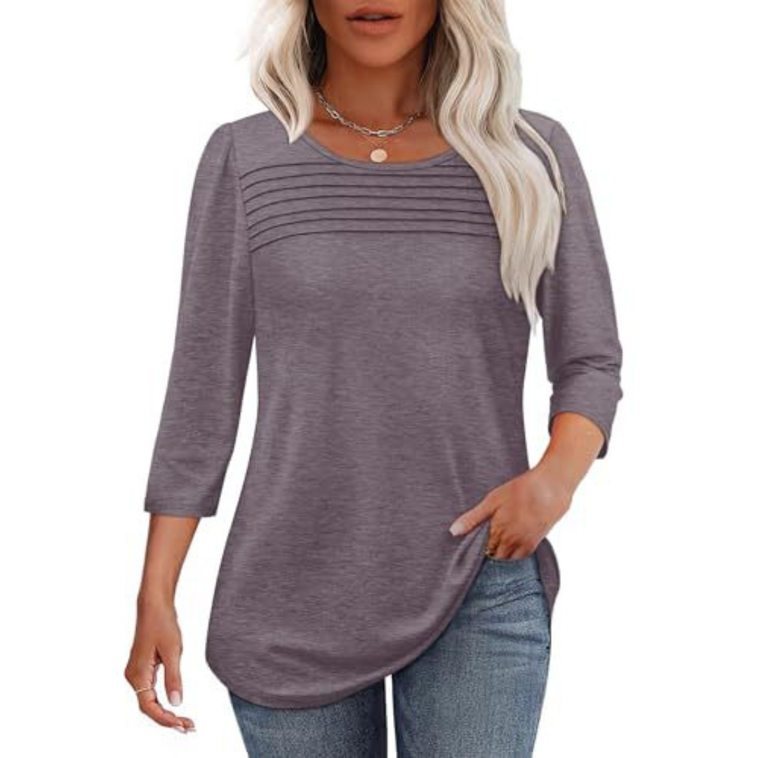 ALLISON | Top de Primavera Casual con Pliegues en el Frente