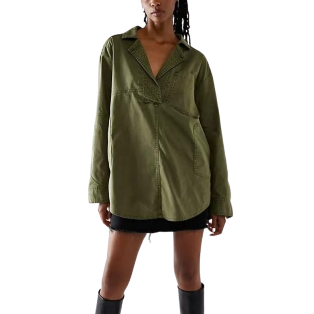 Emilia | Blusa Tunic de Mezclilla con Cuello en V Chic