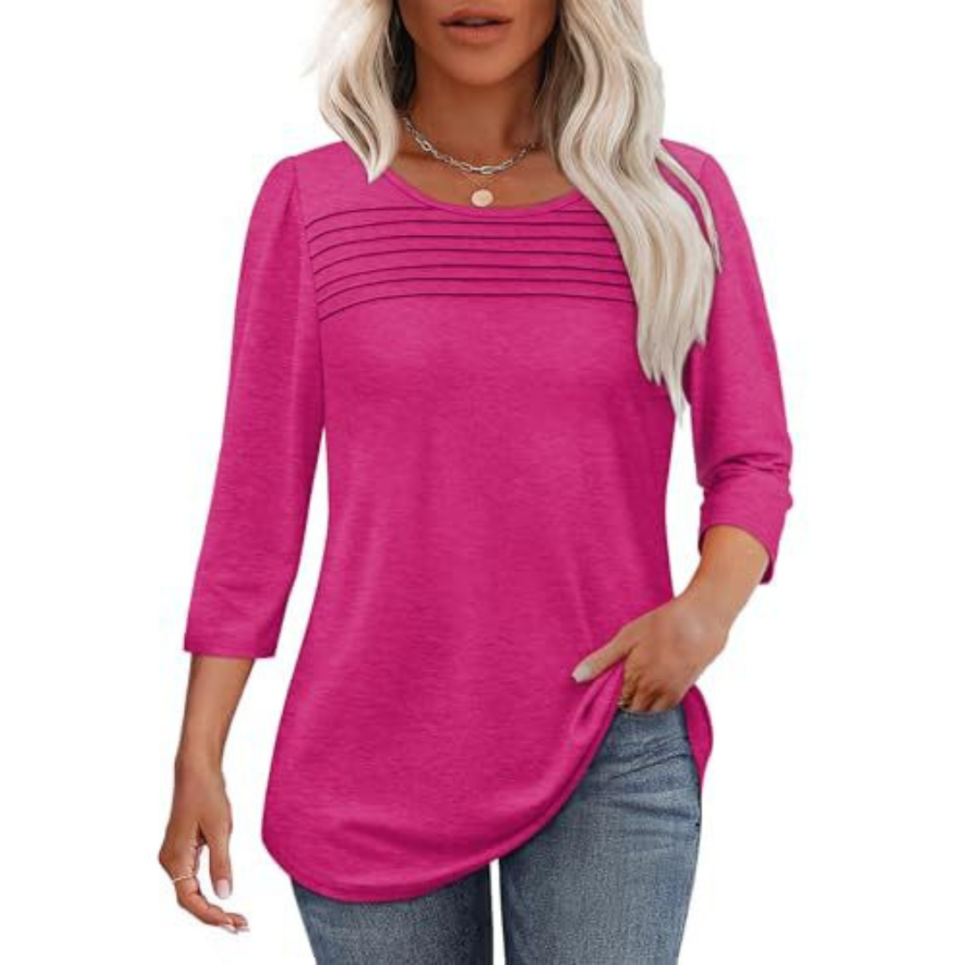 ALLISON | Top de Primavera Casual con Pliegues en el Frente