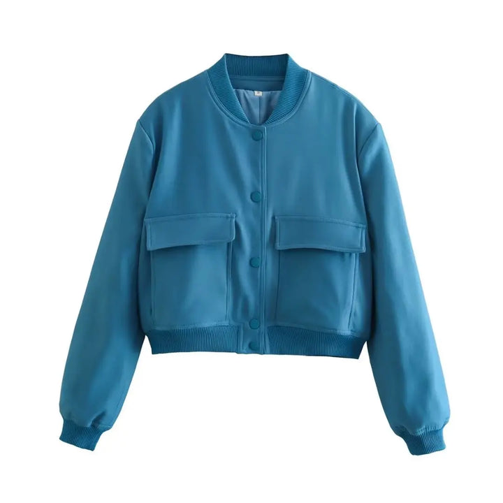 Bomber Mujer Crema | Chaqueta Crop con Bolsillos — Isabella Torres