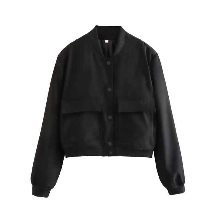 Bomber Mujer Crema | Chaqueta Crop con Bolsillos — Isabella Torres
