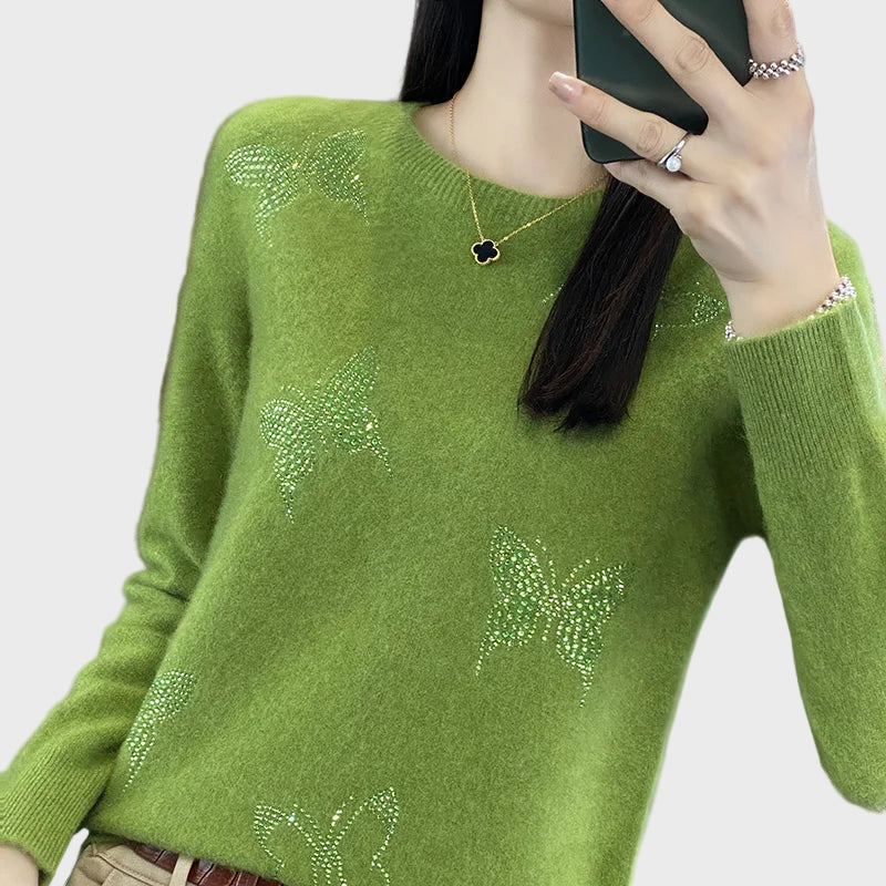 Knitted turtleneck with butterfly design
