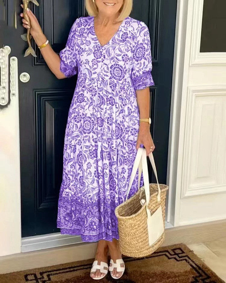 Ellie | Elegante Vestido Floral de Escote en V