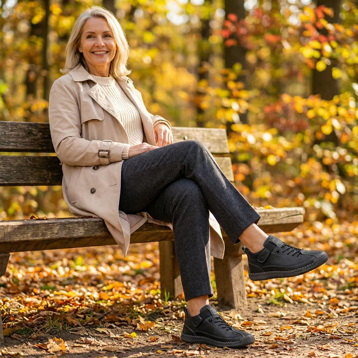 Gisela - Zapatillas ortopédicas cómodas de efecto piel