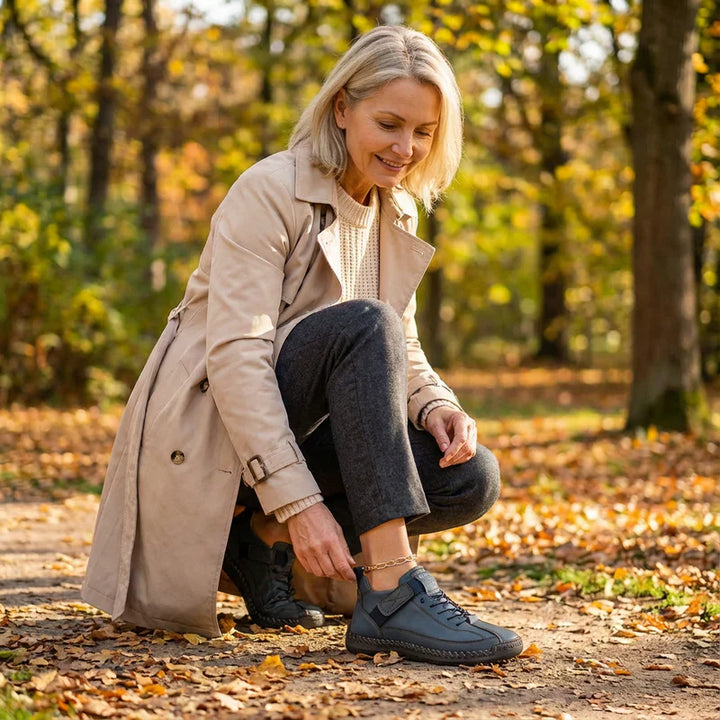 Gisela - Zapatillas ortopédicas cómodas de efecto piel