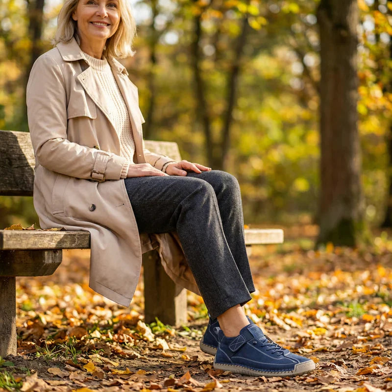 Gisela - Zapatillas ortopédicas cómodas de efecto piel