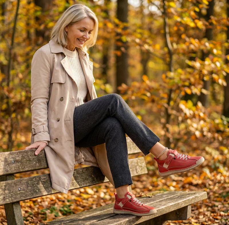 Gisela - Zapatillas ortopédicas cómodas de efecto piel