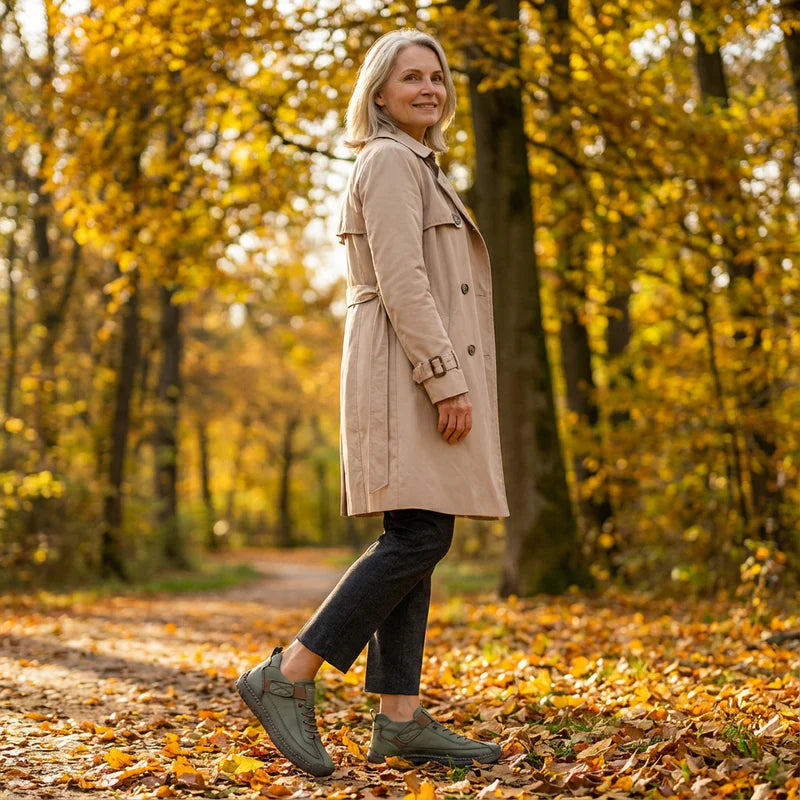 Gisela - Zapatillas ortopédicas cómodas de efecto piel