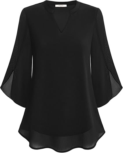 Claudia – Blusa de gasa chiffon con escote en V