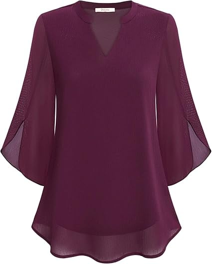 Claudia – Blusa de gasa chiffon con escote en V