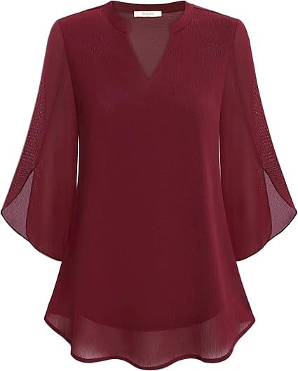 Claudia – Blusa de gasa chiffon con escote en V