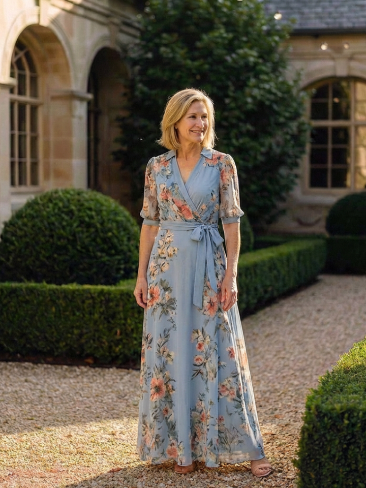 Elowen | Vestido Maxi con Escote en V y Estampado Floral